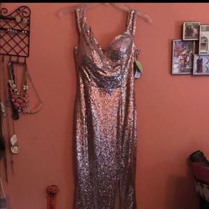Fancy rose gold long dress